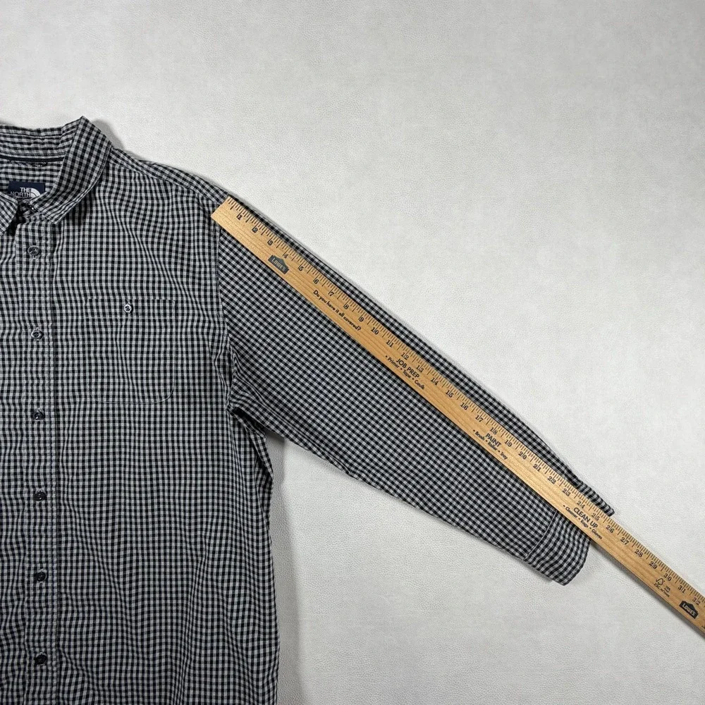 The North Face Mens XXL Gingham Check Long Sleeve Button Down Shirt Black White